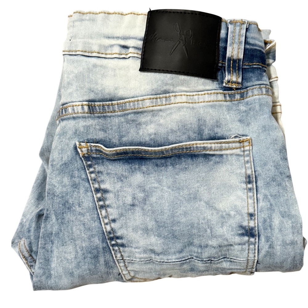 Marc Ecko Cut & Sew Mens 34x32 Light Acid Wash Straight Leg Jeans MK8D0008